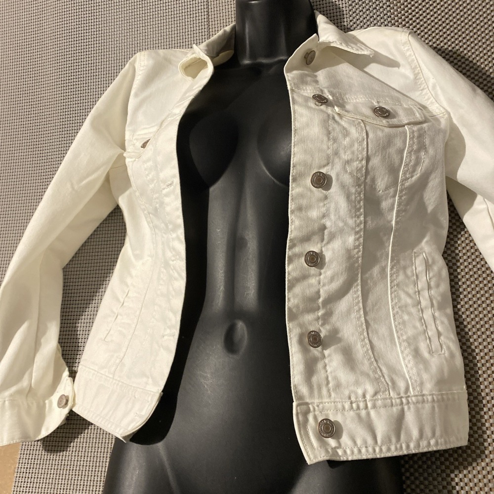 OLD NAVY - White Cotton Denim Jean Jacket-‎ Women's SP - Picture 2 of 6